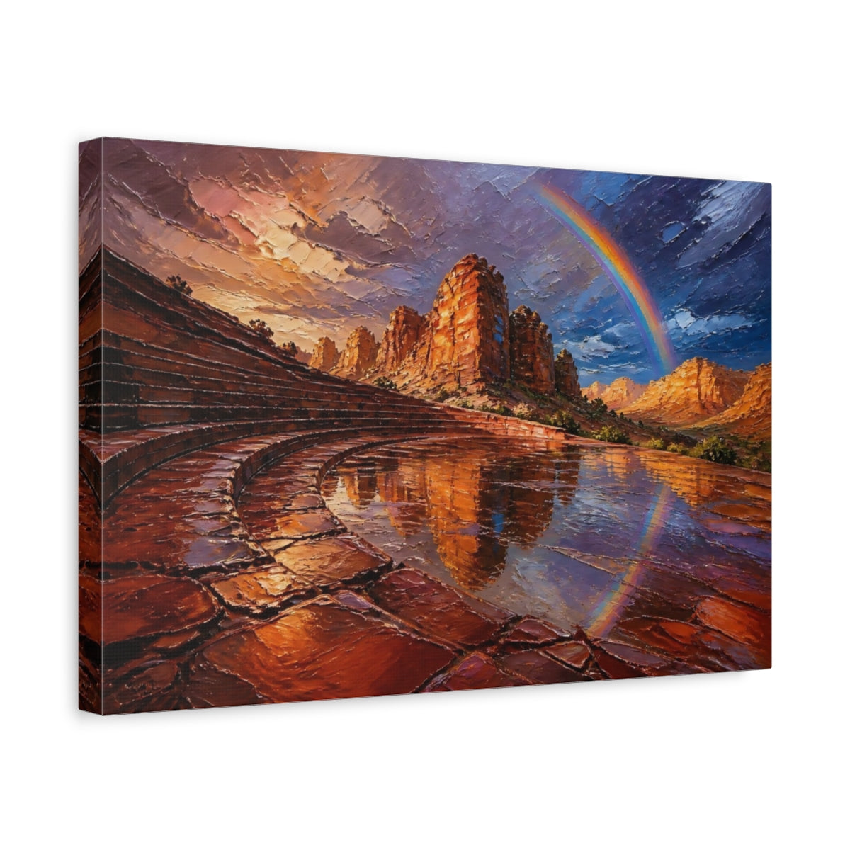 Side Mockup 4. Rainbow Over Red Cliffs shown as canvas print