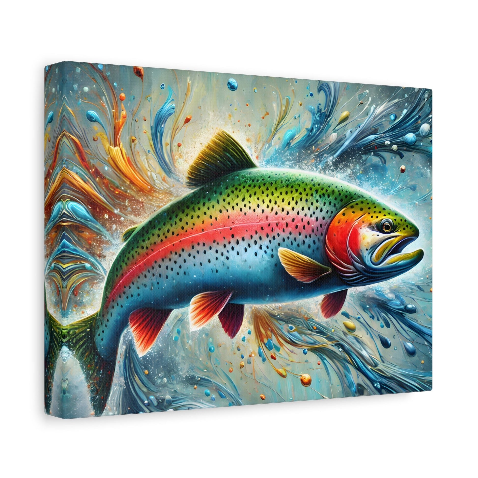 Rainbow Trout Fish Wall Art Fishing Artwork Canvas Print - YesArtYes