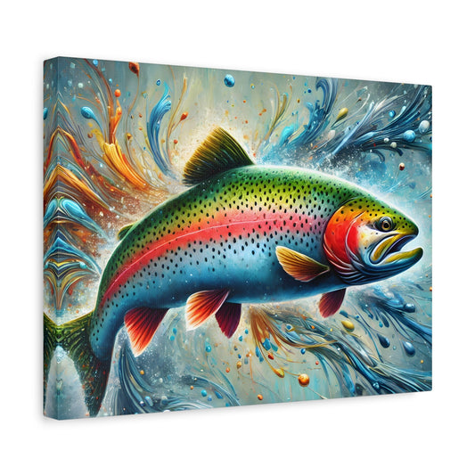 Rainbow Trout Fish Wall Art Fishing Artwork Canvas Print - YesArtYes