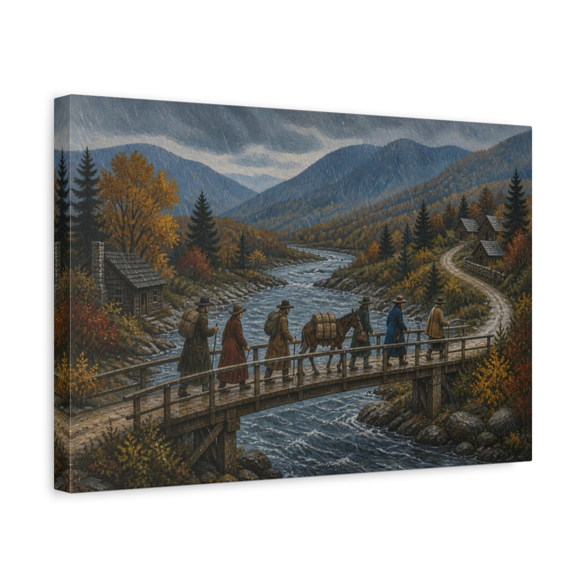 Side Mockup 4. Rainy Mountain Crossing shown as canvas print
