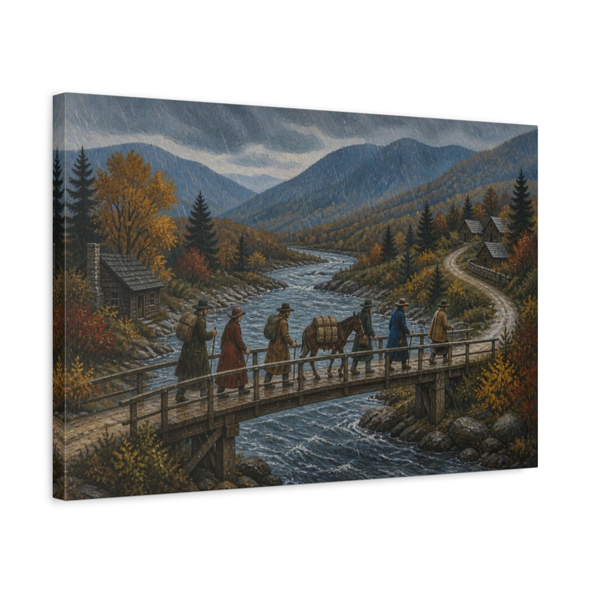 Side Mockup 3. Rainy Mountain Crossing shown as canvas print