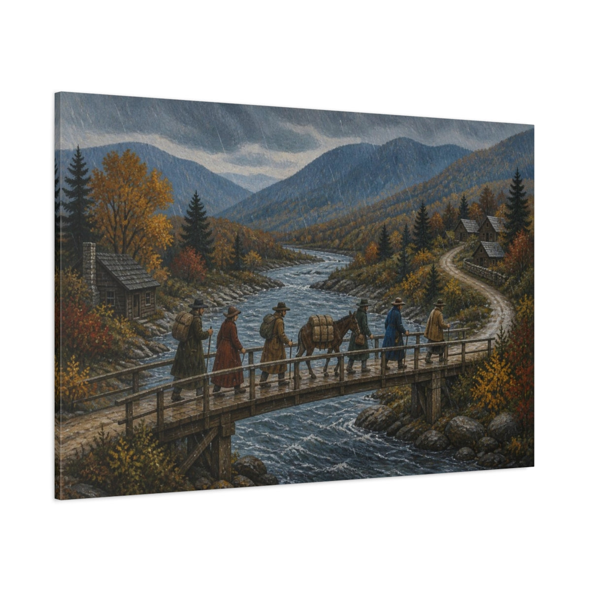 Side Mockup 1. Rainy Mountain Crossing shown as canvas print