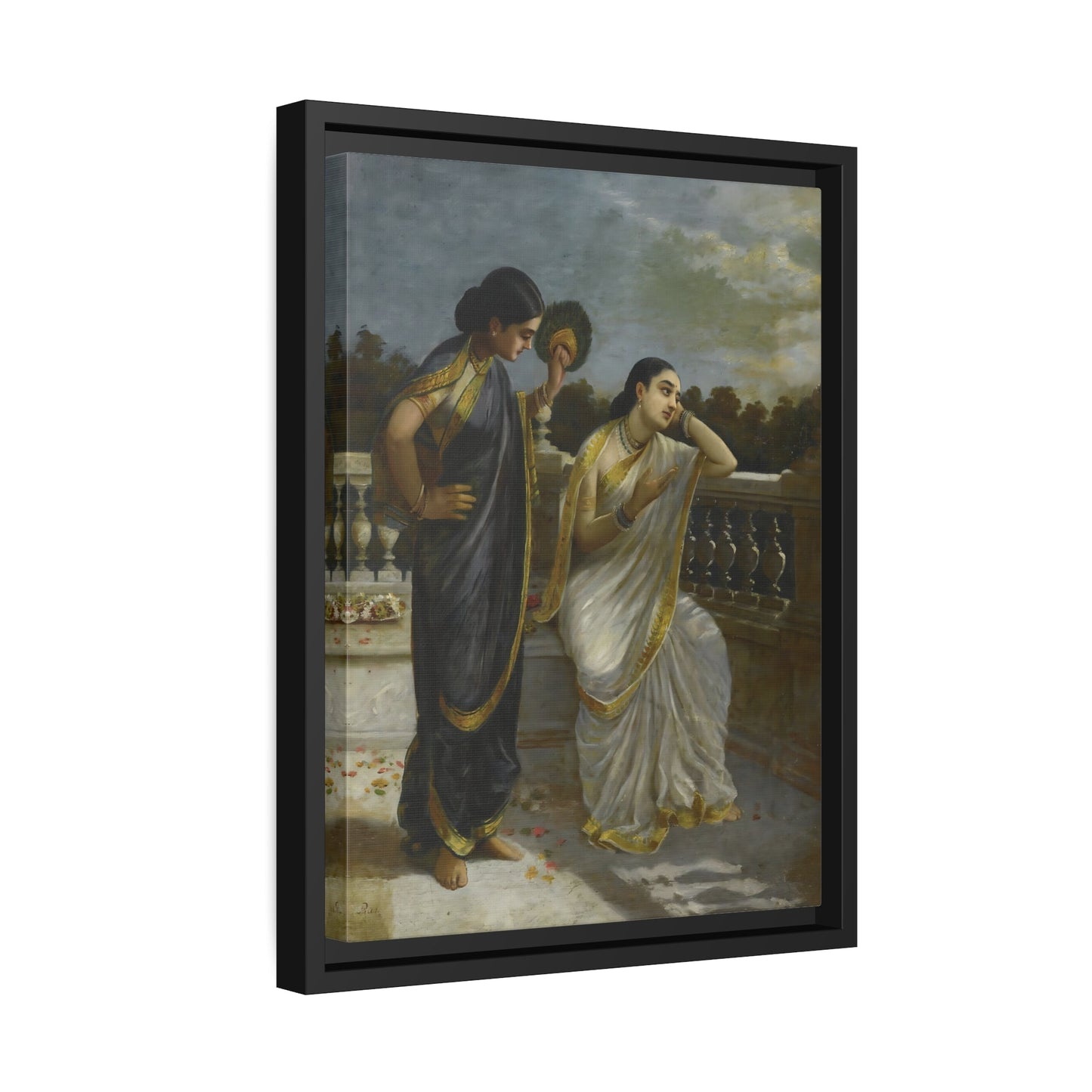 Raja Ravi Varma Damayanti - Framed Canvas Print Wall Art Print