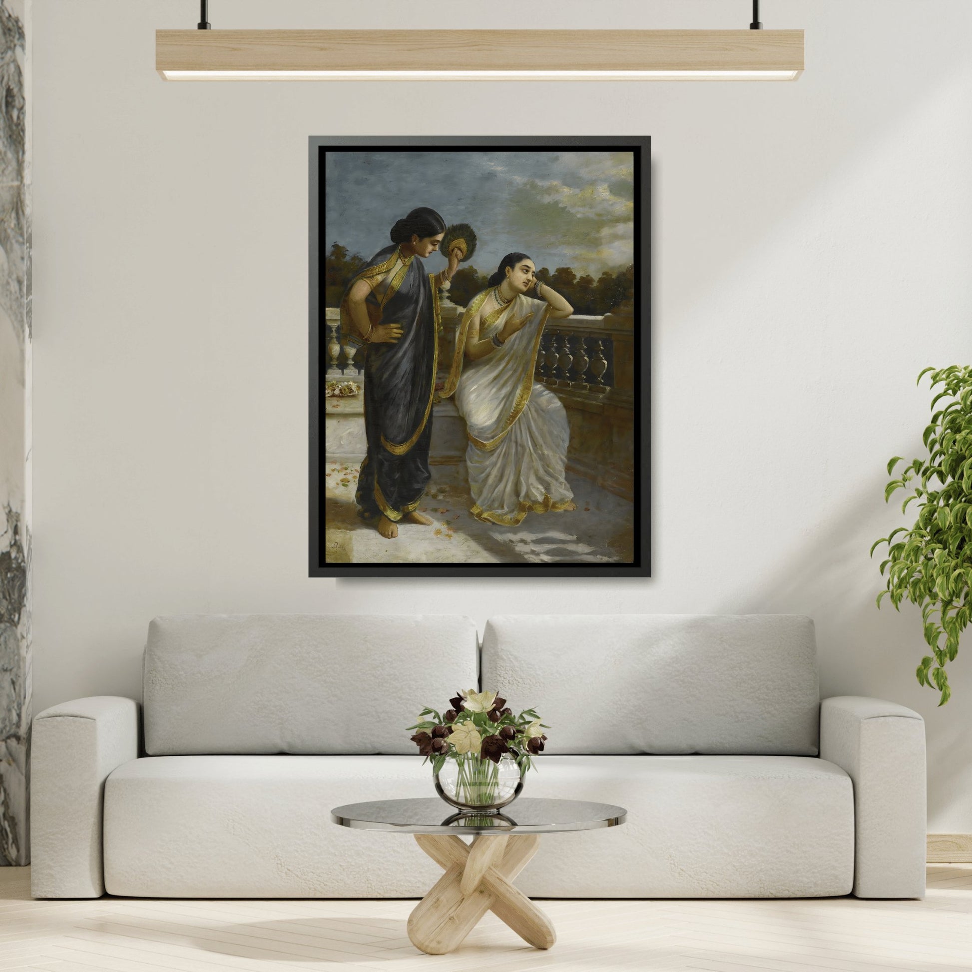 Raja Ravi Varma Damayanti - Framed Canvas Print Wall Art Print