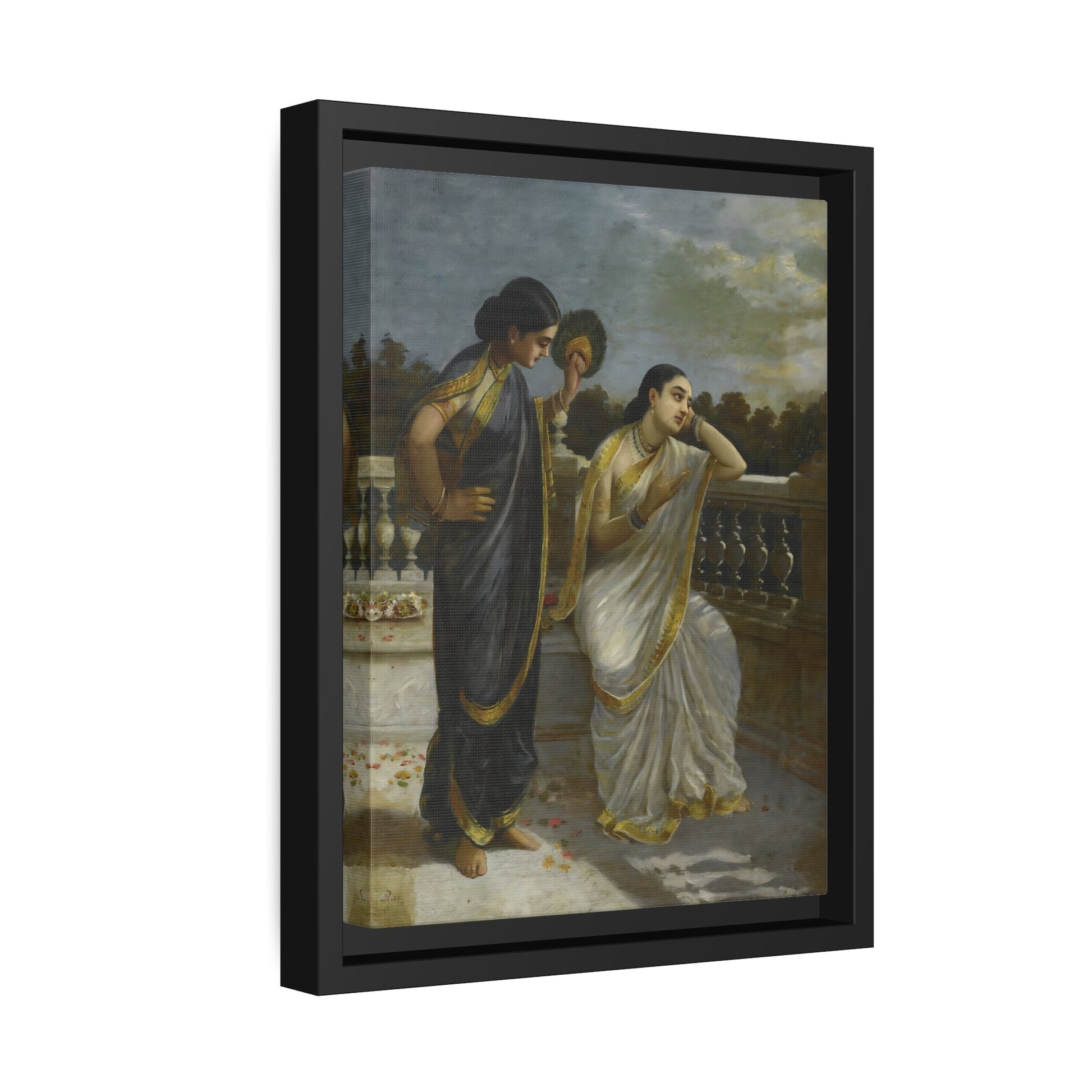 Raja Ravi Varma Damayanti - Framed Canvas Print Wall Art Print