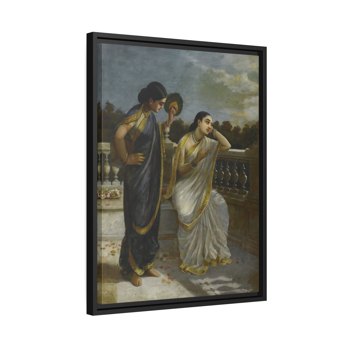 Raja Ravi Varma Damayanti - Framed Canvas Print Wall Art Print