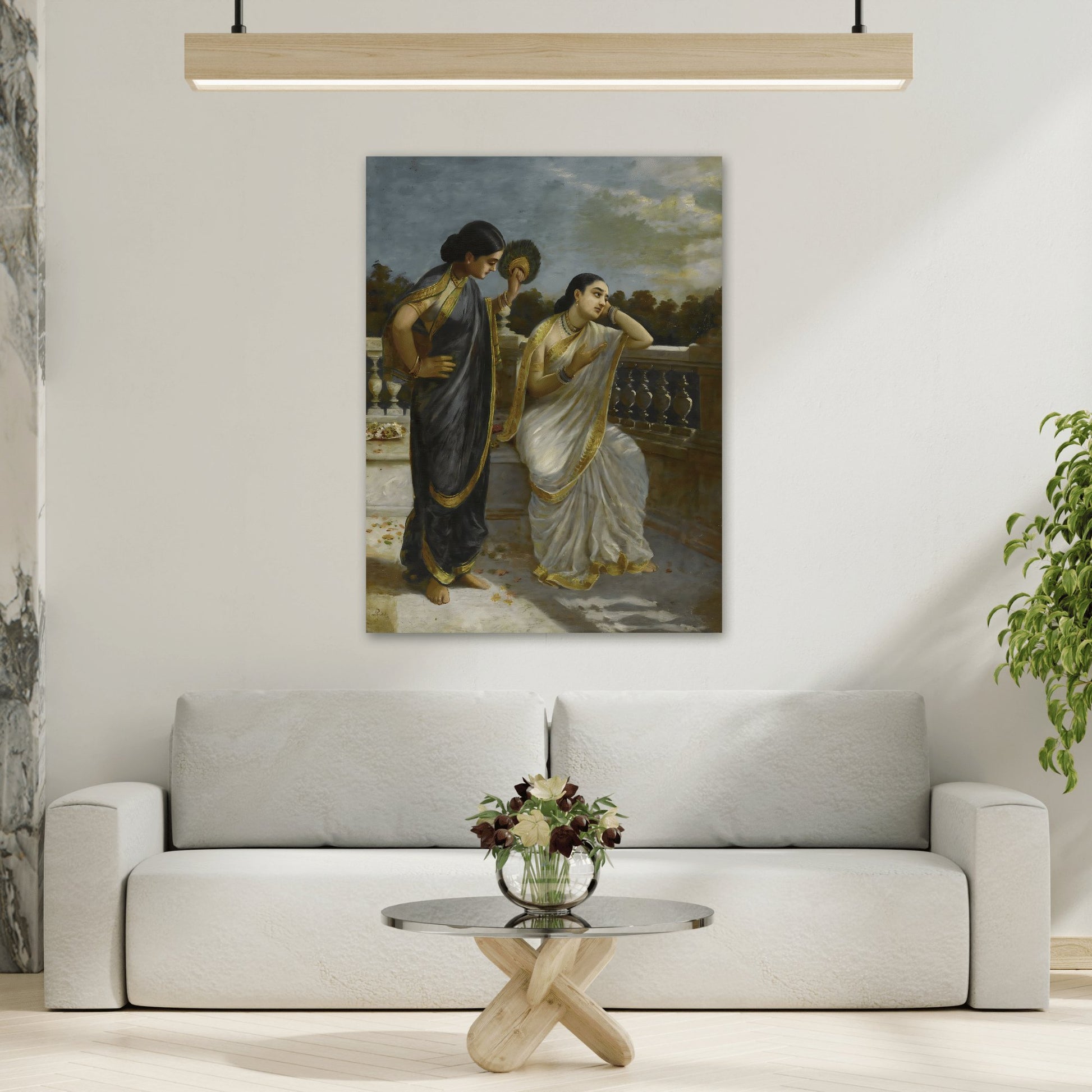 Raja Ravi Varma Damayanti - Framed Canvas Wall Art Print