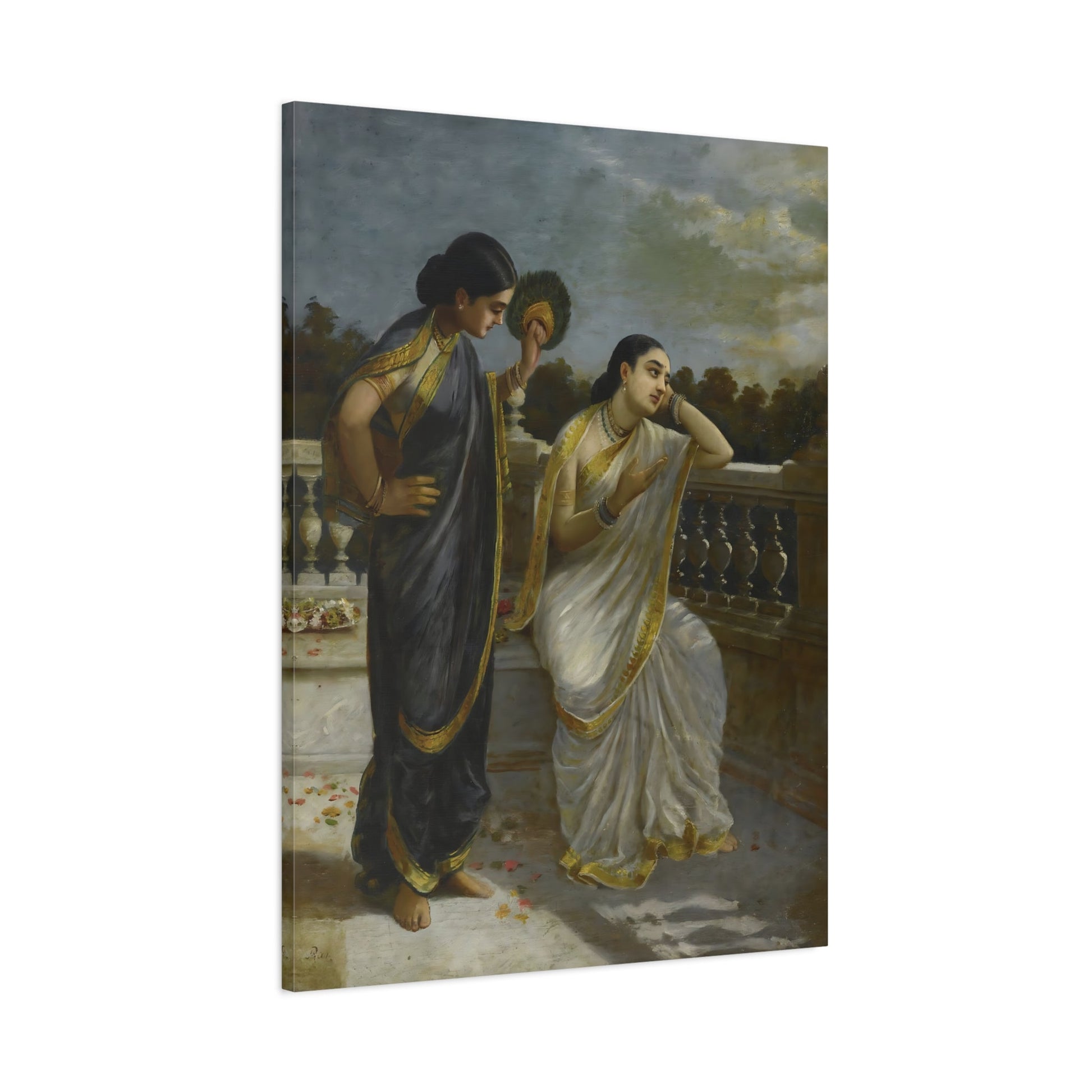 Raja Ravi Varma Damayanti - Framed Canvas Wall Art Print