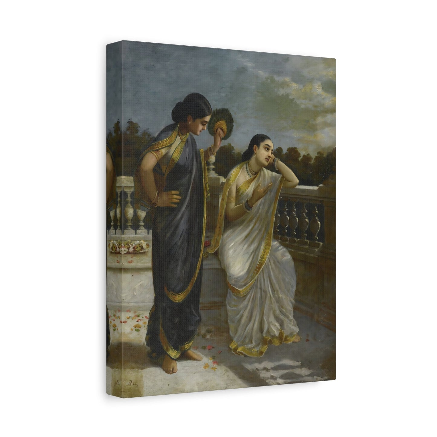 Raja Ravi Varma Damayanti - Framed Canvas Wall Art Print