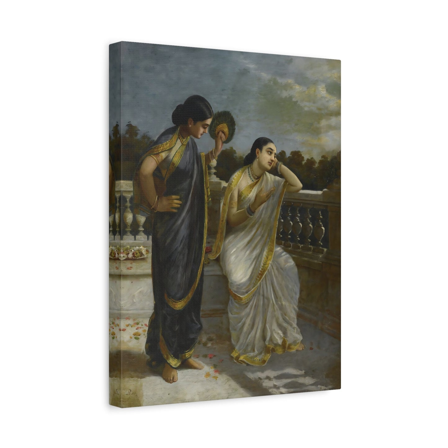 Raja Ravi Varma Damayanti - Framed Canvas Wall Art Print