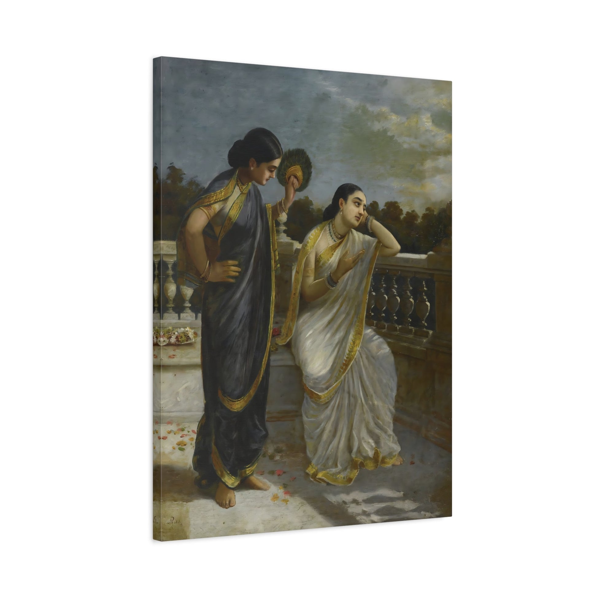 Raja Ravi Varma Damayanti - Framed Canvas Wall Art Print