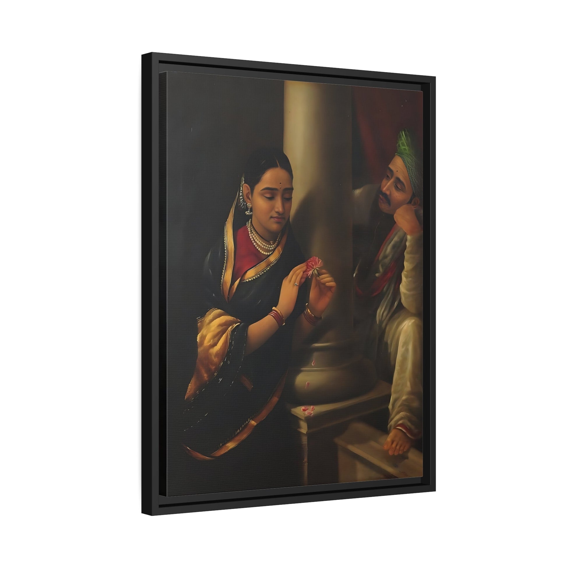 Raja Ravi Varma Stolen Interview - Elegant Framed Canvas Wall Art Reproduction