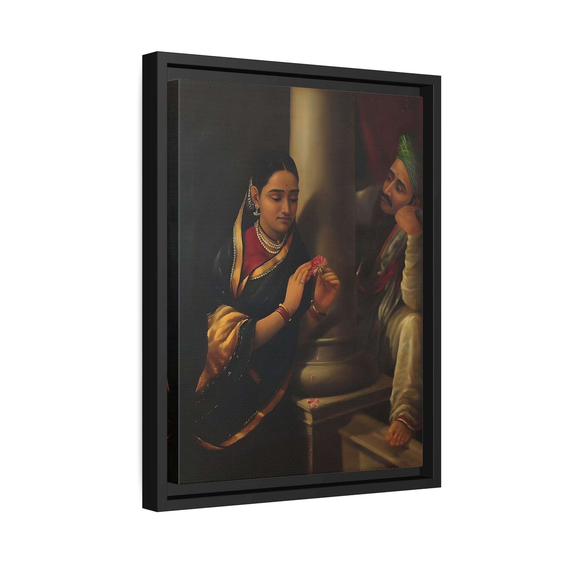 Raja Ravi Varma Stolen Interview - Elegant Framed Canvas Wall Art Reproduction