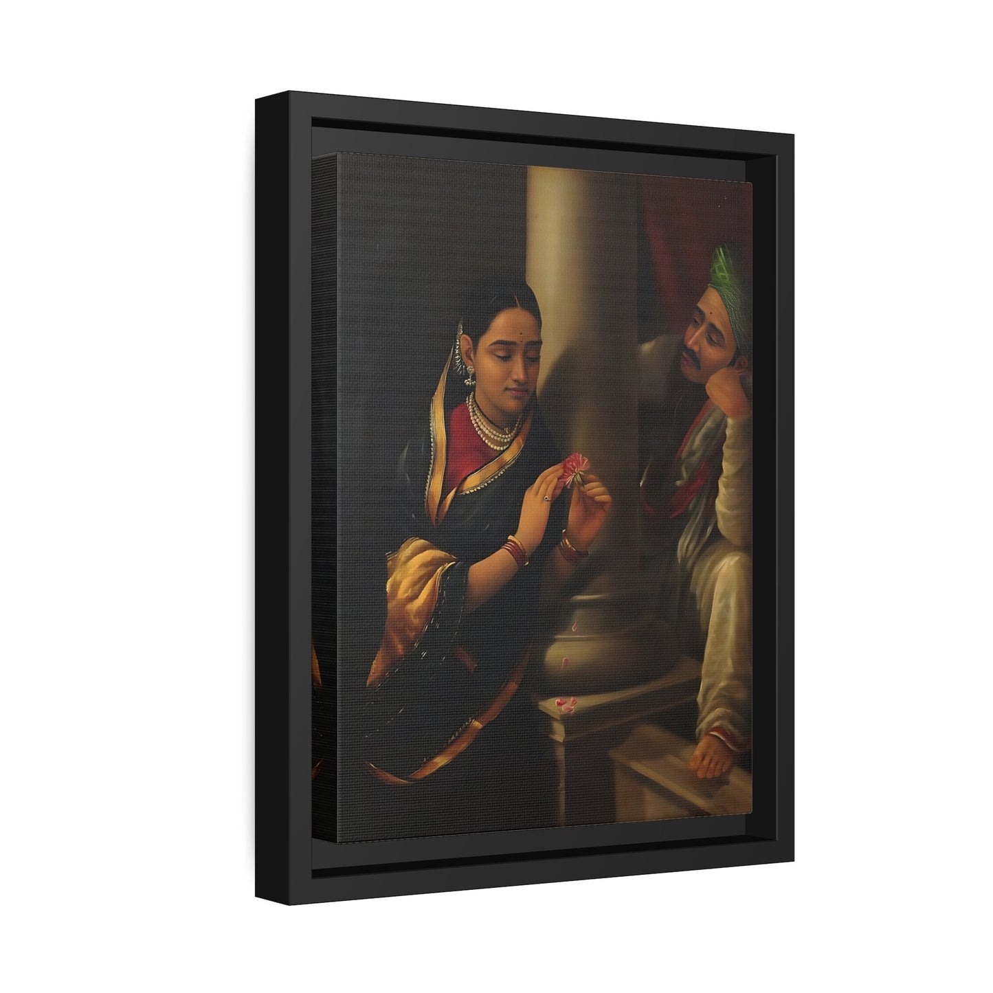 Raja Ravi Varma Stolen Interview - Elegant Framed Canvas Wall Art Reproduction