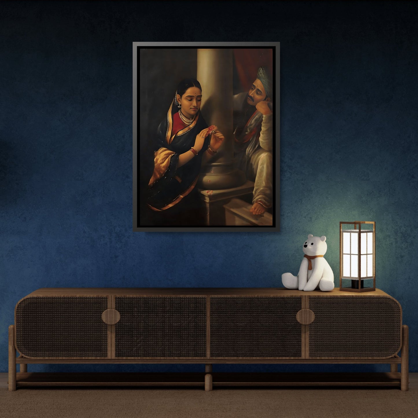 Raja Ravi Varma Stolen Interview - Elegant Framed Canvas Wall Art Reproduction