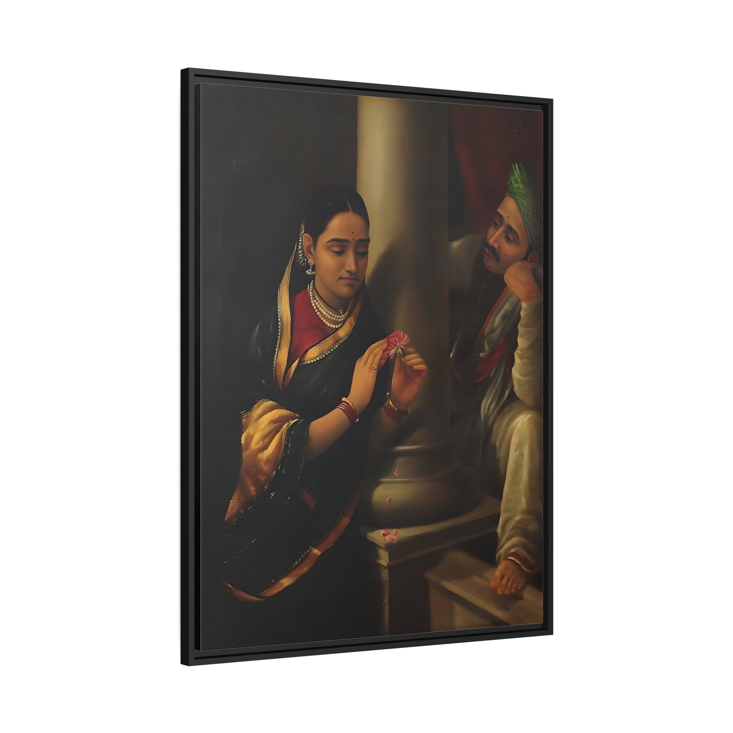 Raja Ravi Varma Stolen Interview - Elegant Framed Canvas Wall Art Reproduction