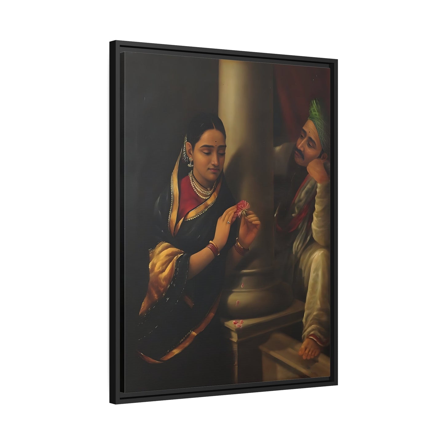 Raja Ravi Varma Stolen Interview - Elegant Framed Canvas Wall Art Reproduction