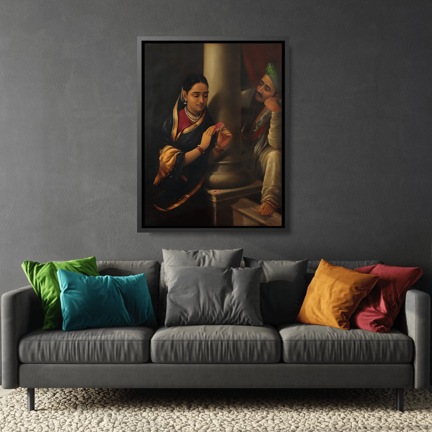 Raja Ravi Varma Stolen Interview - Elegant Framed Canvas Wall Art Reproduction