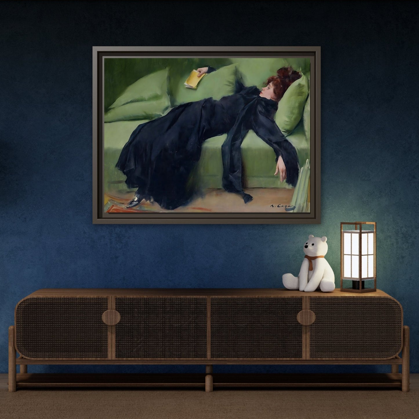 Ramon Casas Decadent Young Woman Canvas Print - Famous Wall Art in Exclusive Frame