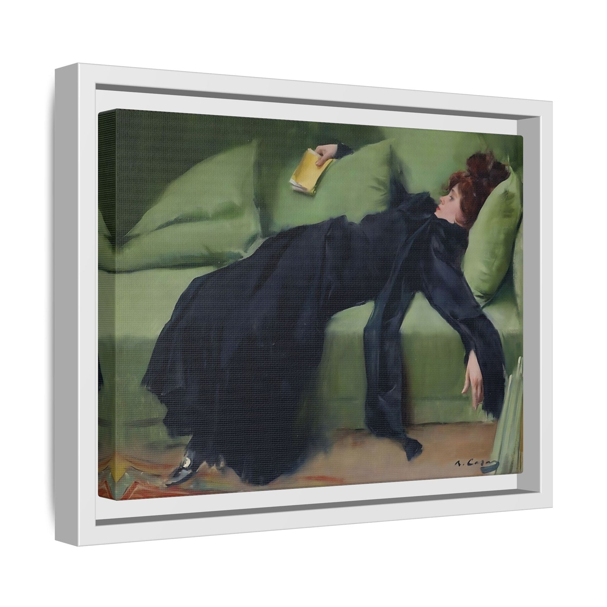 Ramon Casas Decadent Young Woman Canvas Print - Famous Wall Art in Exclusive Frame