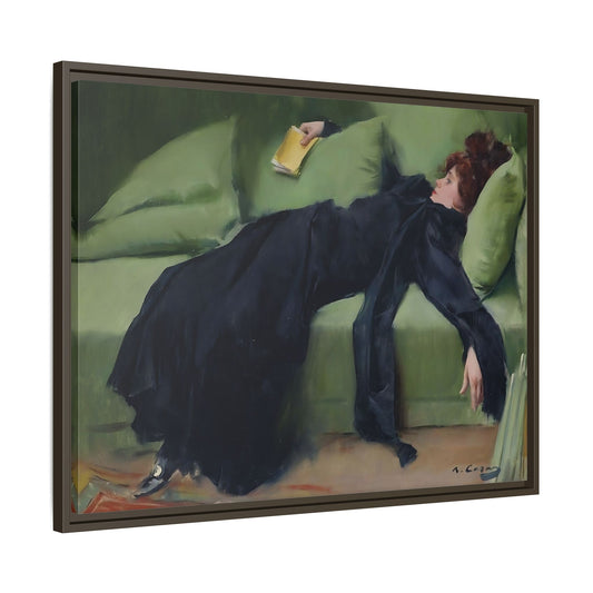 Ramon Casas Decadent Young Woman Canvas Print - Famous Wall Art in Exclusive Frame