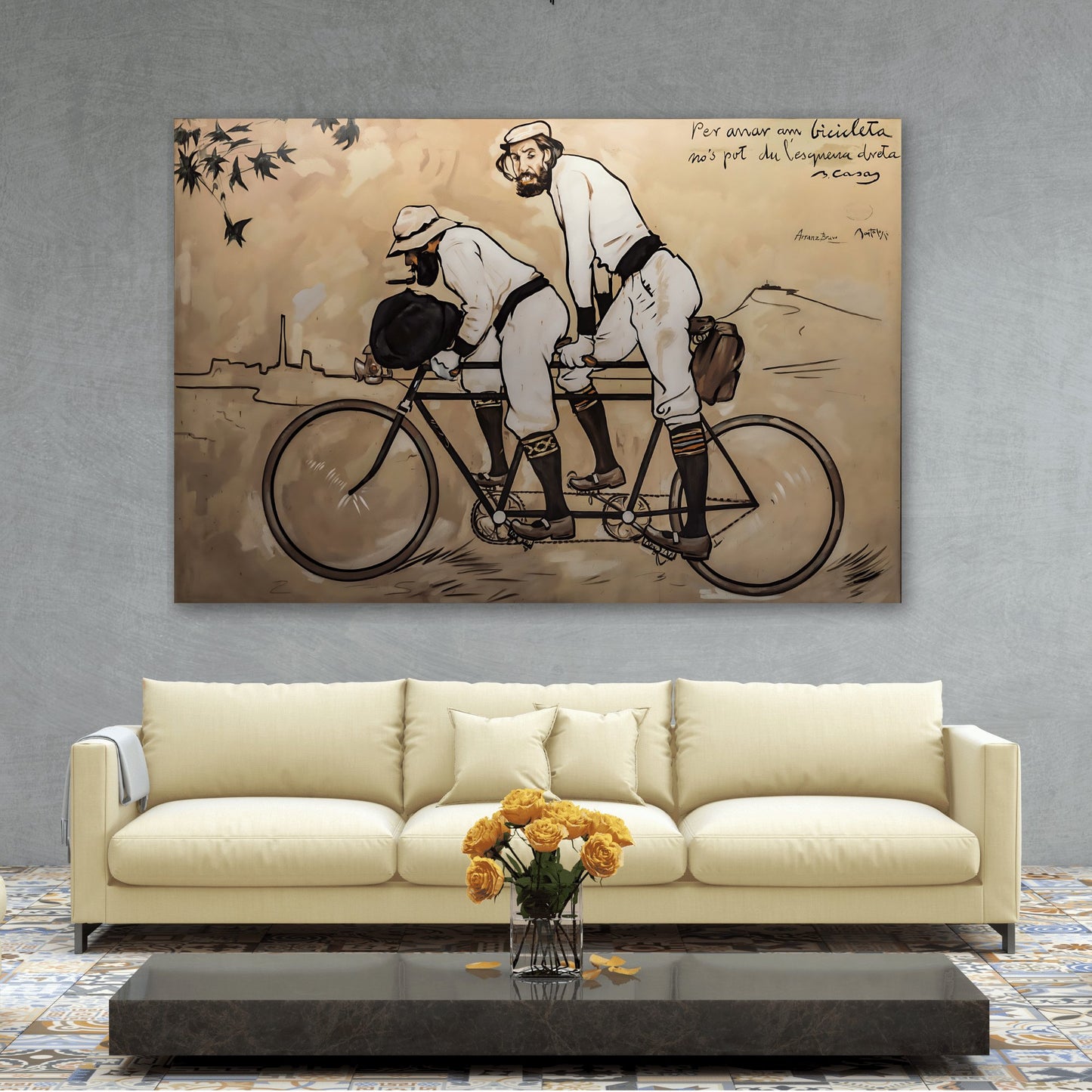 Ramon Casas Pere Romeu on a Tandem - Canvas Wall Art Print Reproduction