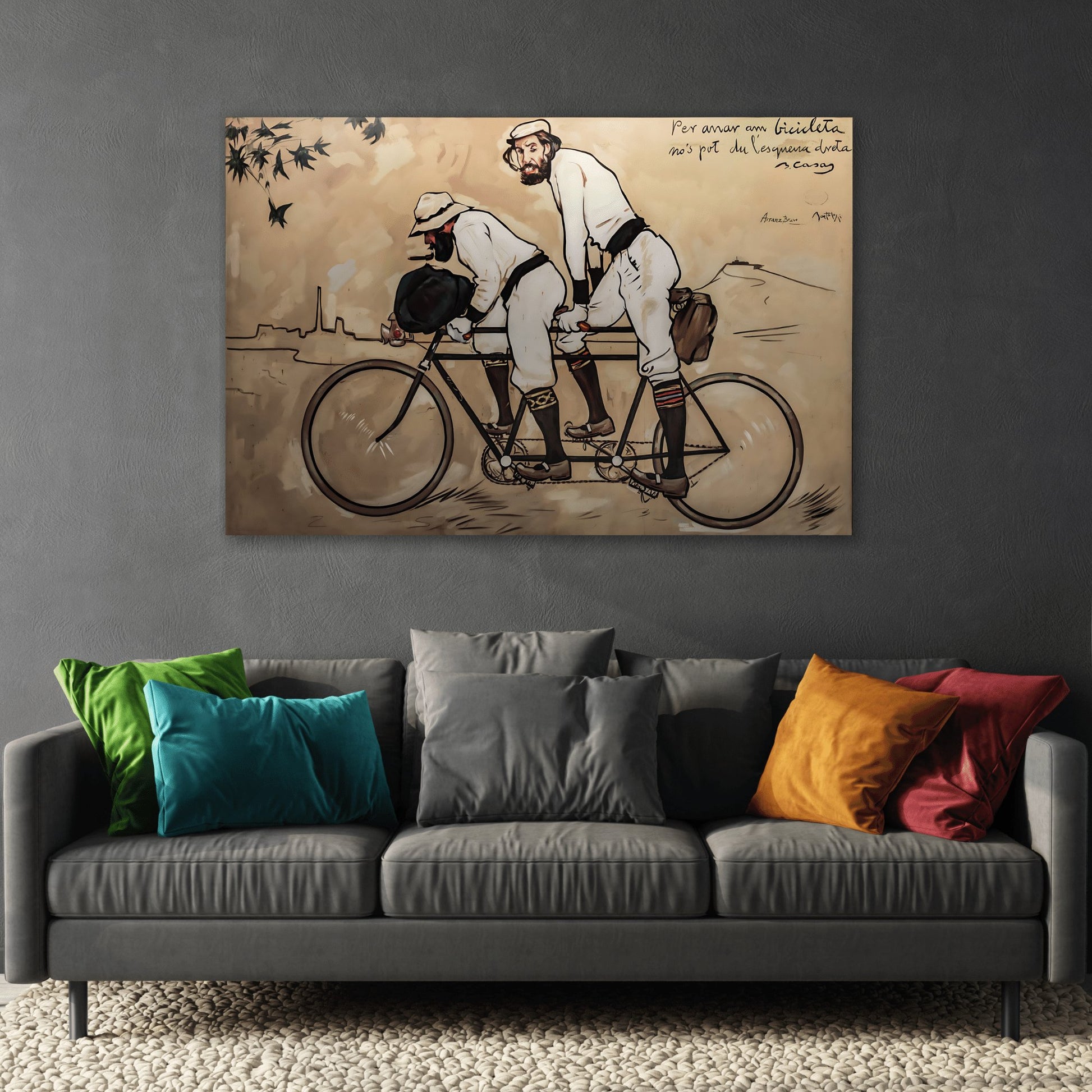 Ramon Casas Pere Romeu on a Tandem - Canvas Wall Art Print Reproduction