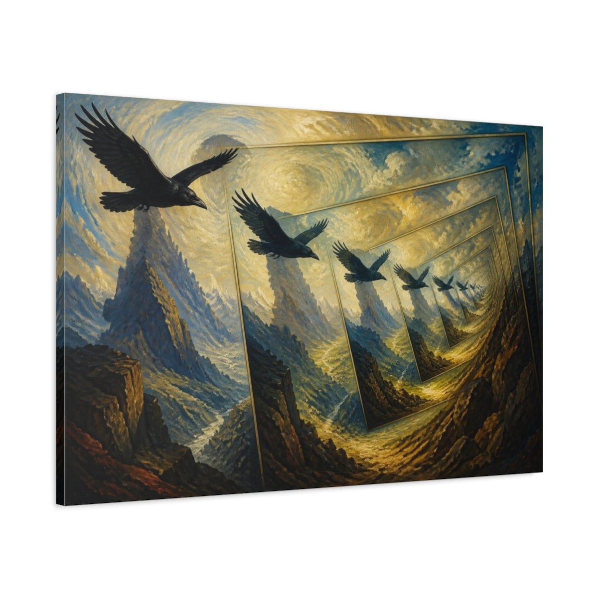 Main Mockup. Raven Illusion shown as canvas print