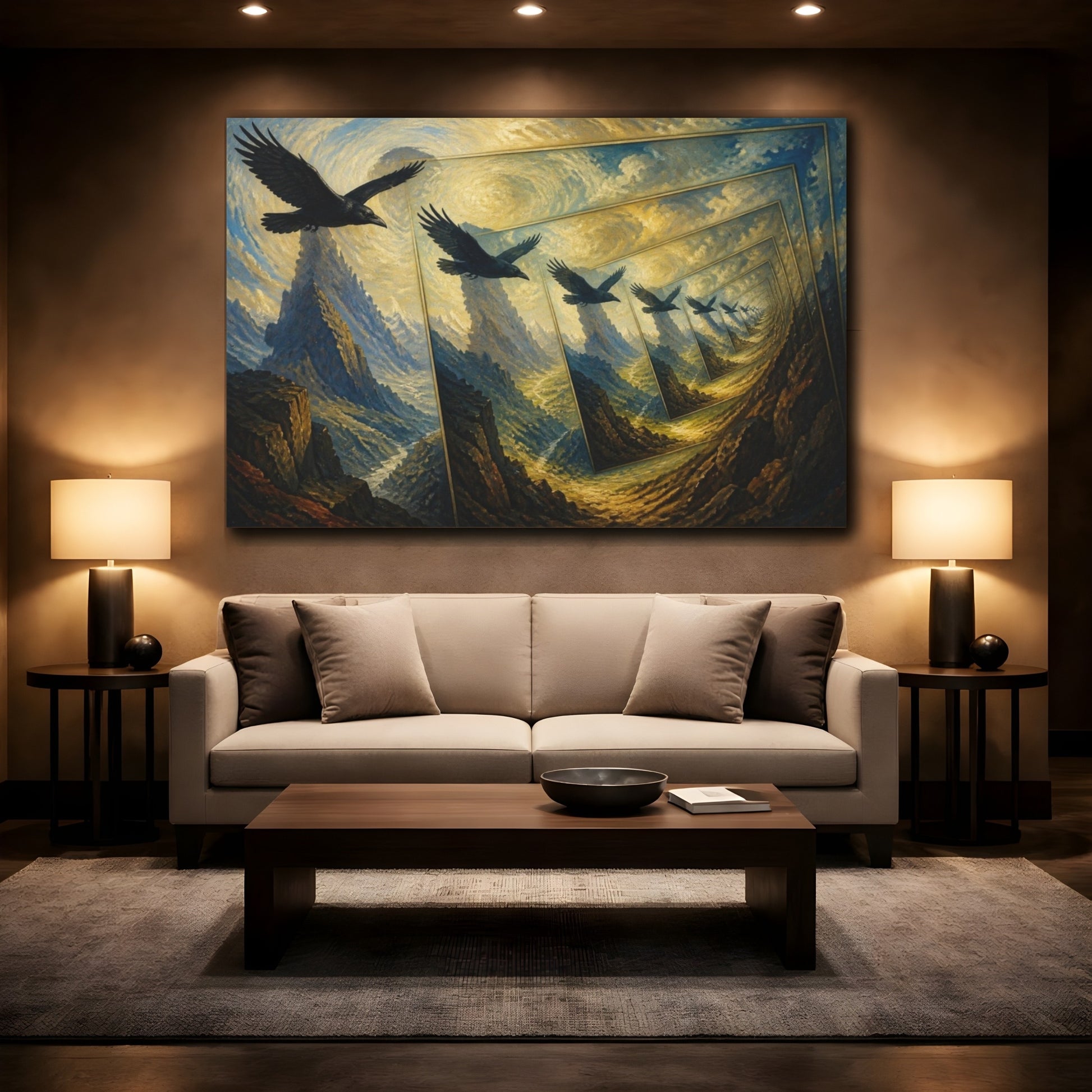 Mockup 2. Raven Illusion shown as canvas print