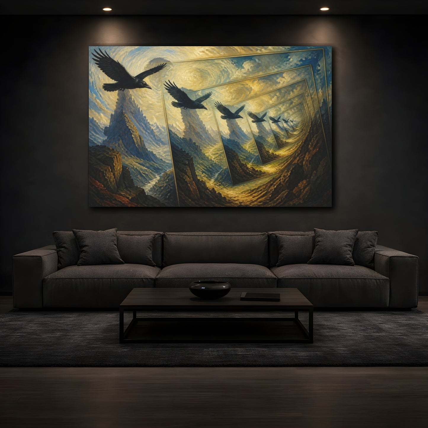 Mockup 3. Raven Illusion shown as canvas print