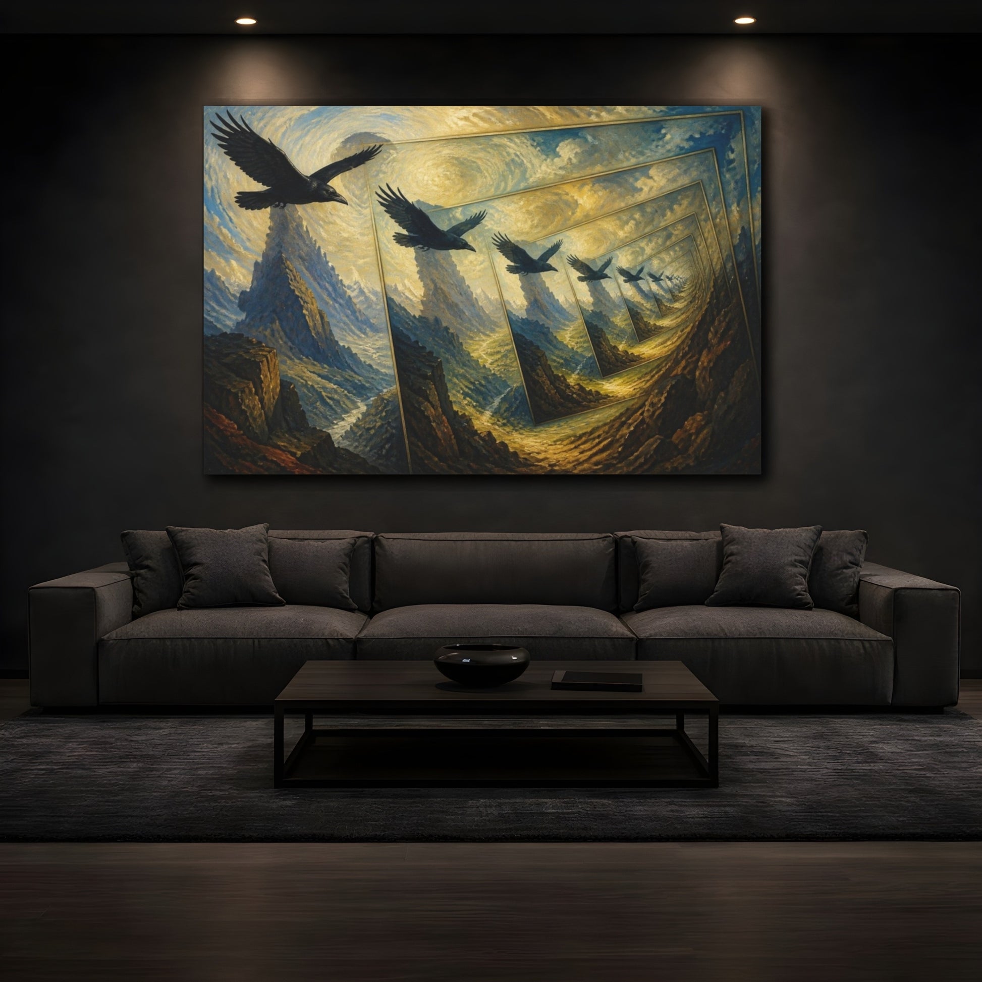 Mockup 3. Raven Illusion shown as canvas print
