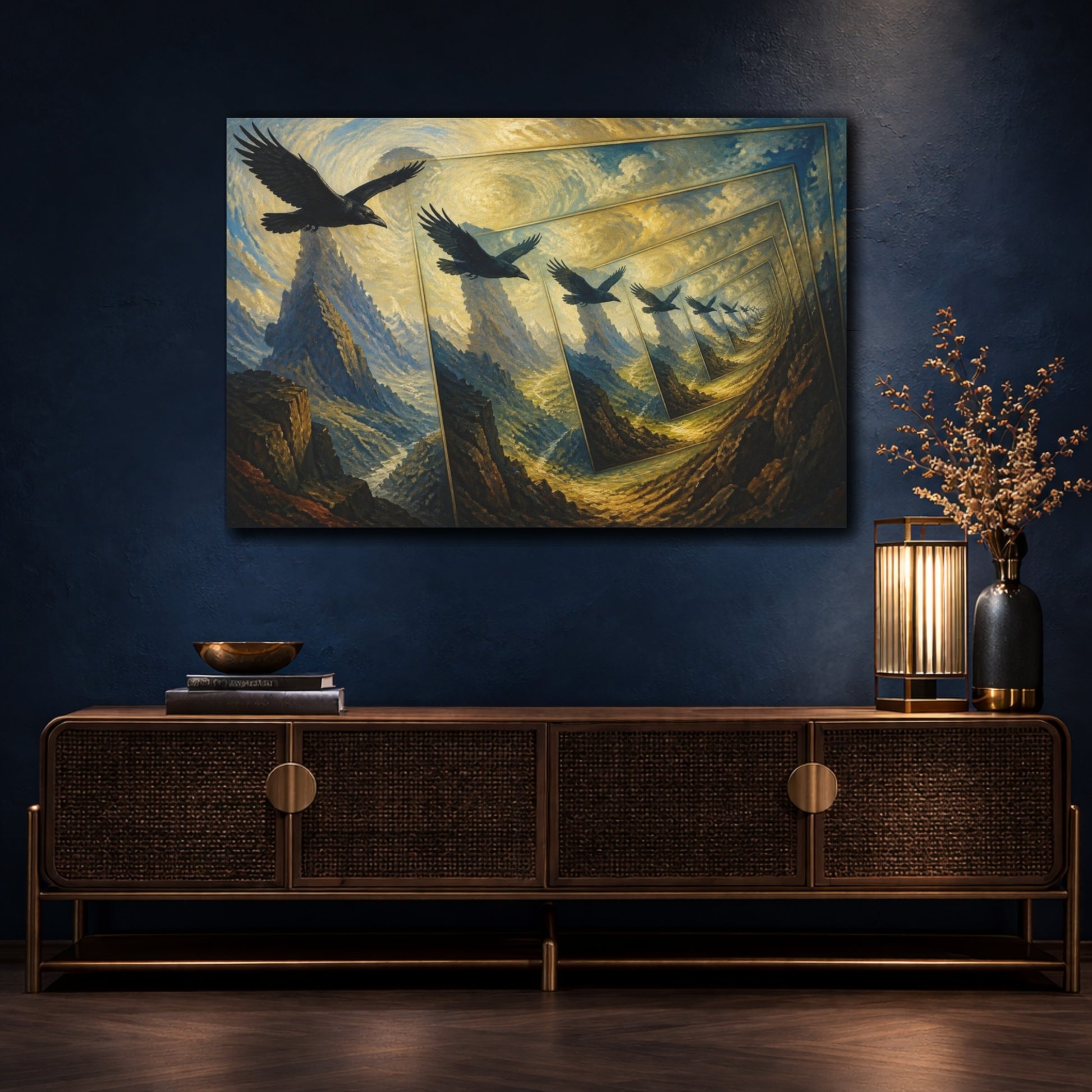 Mockup 4. Raven Illusion shown as canvas print
