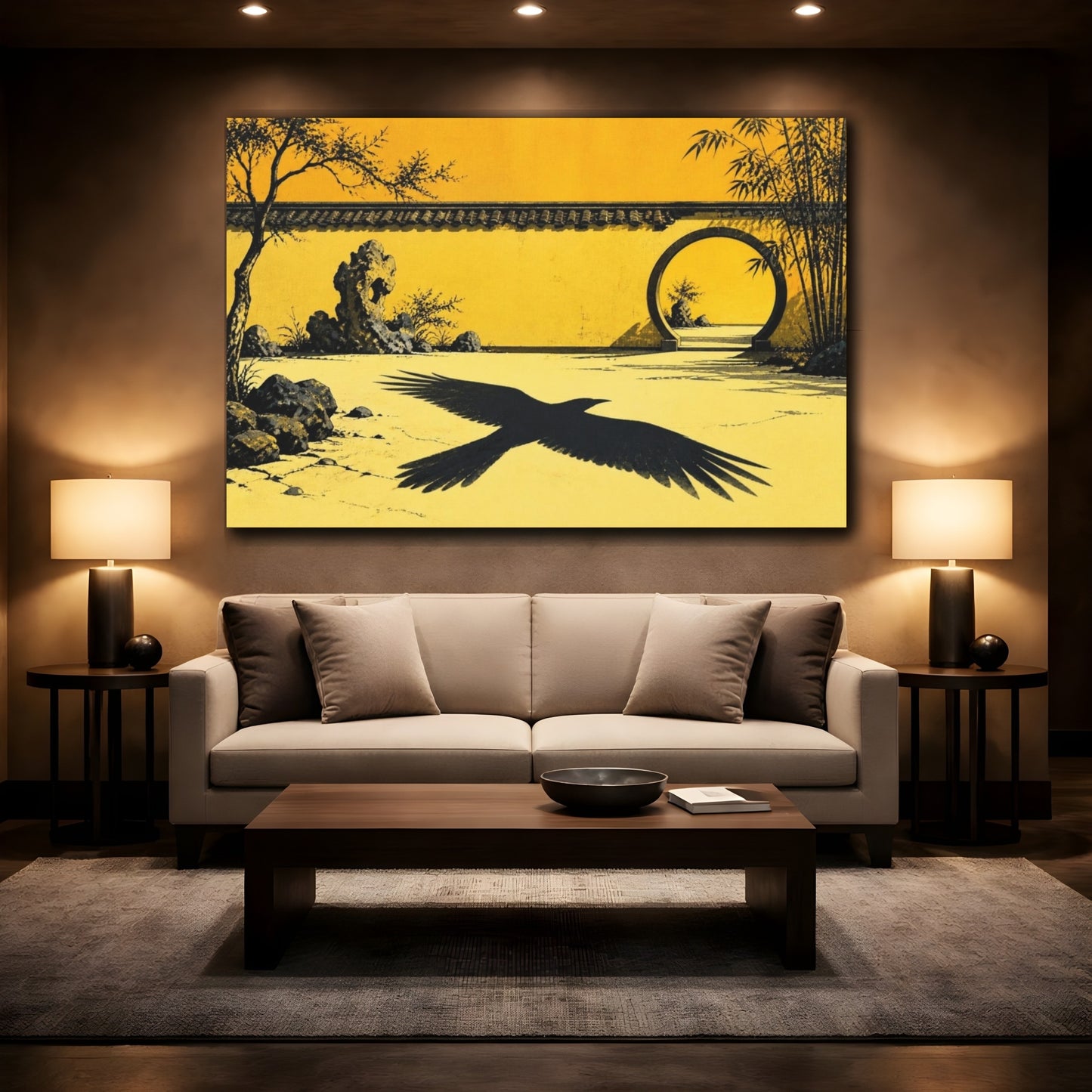 Mockup 2. Raven Shadow Courtyard shown as canvas print