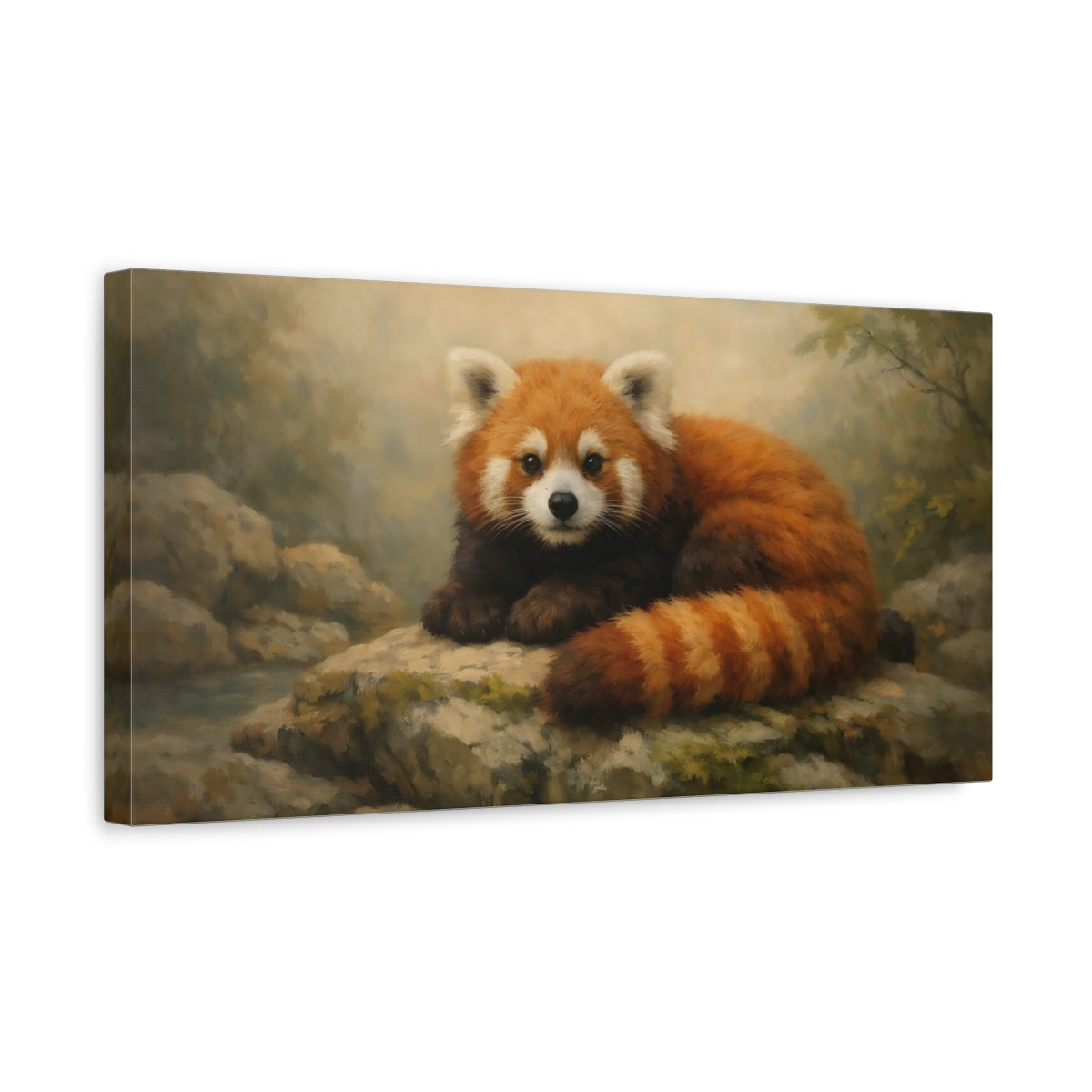 Side Mockup 3. Animals Red Panda Red Panda Art shown as stretched canvas wall art