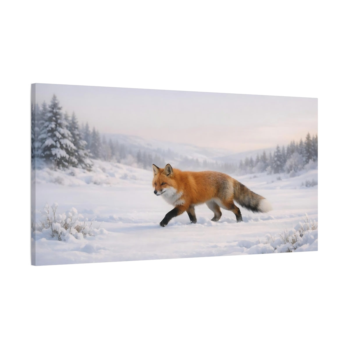 Side Mockup 1. Animals Red Fox Orange Fox shown as stretched canvas wall art