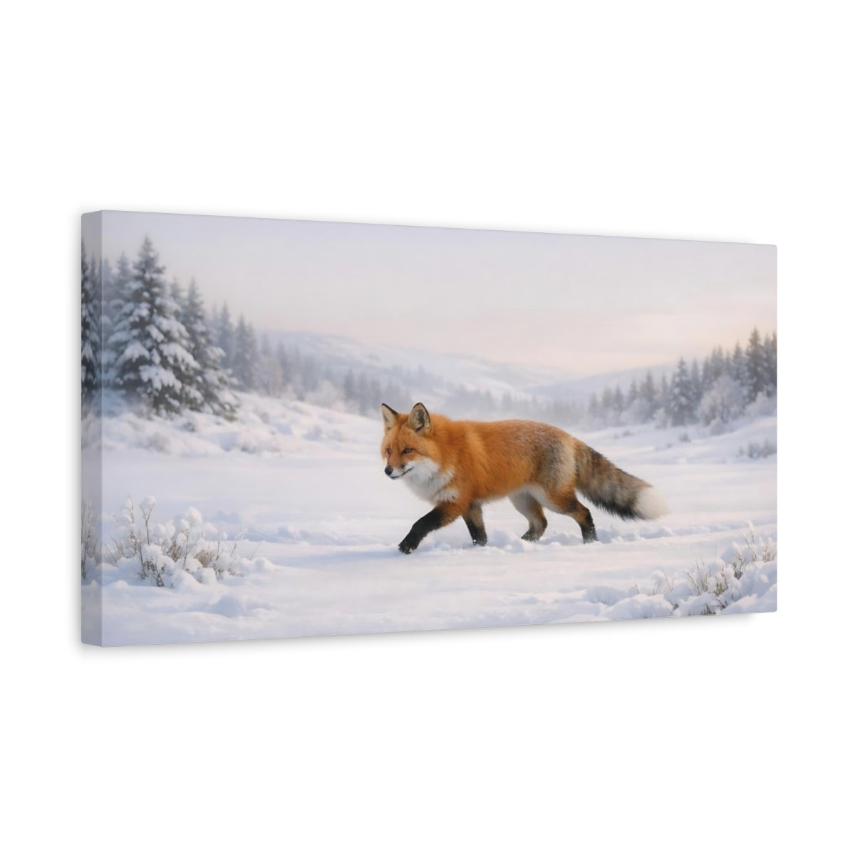 Side Mockup 3. Animals Red Fox Orange Fox shown as stretched canvas wall art
