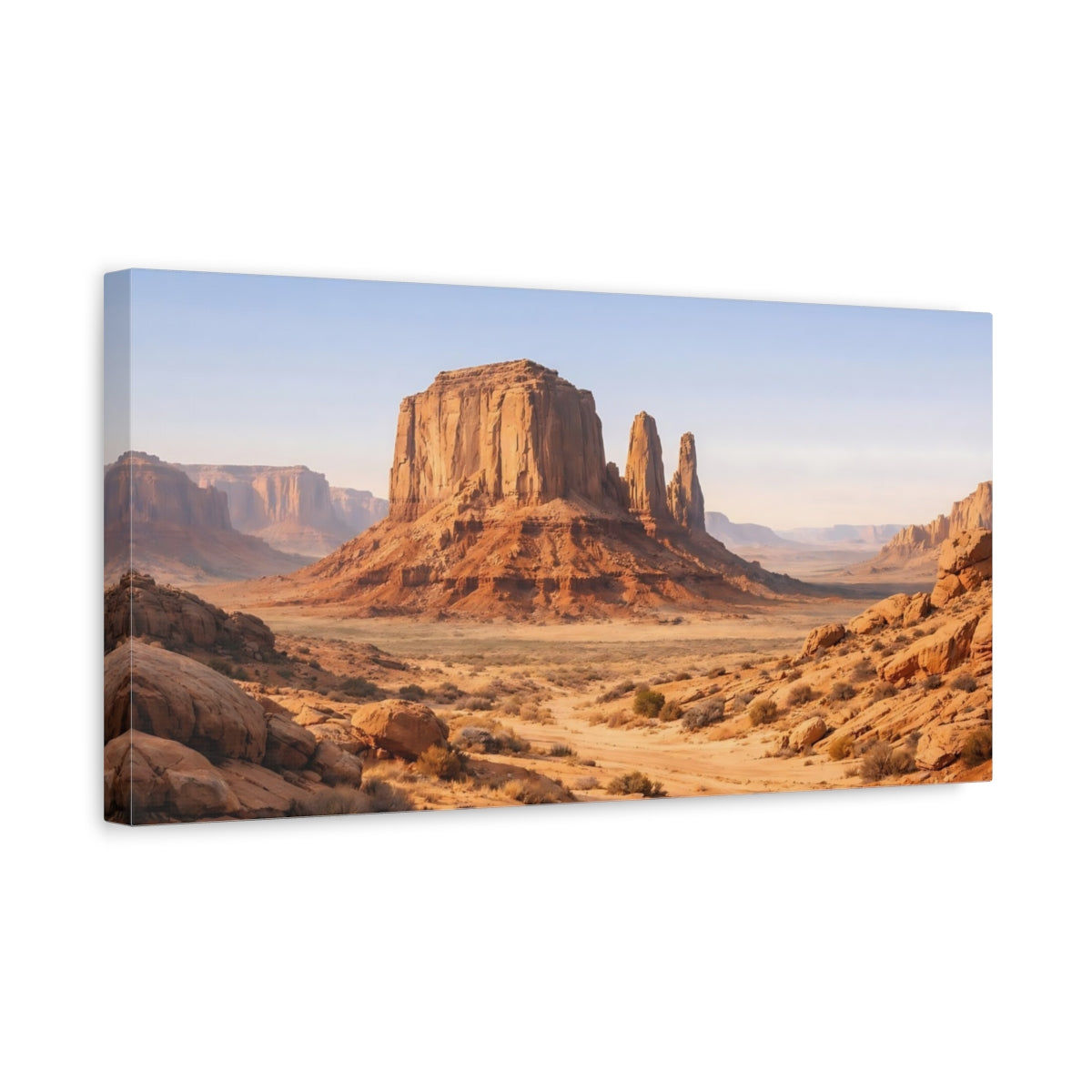 Side Mockup 3. Nature Desert Landscape Orange Desert Landscape shown as stretched canvas wall art