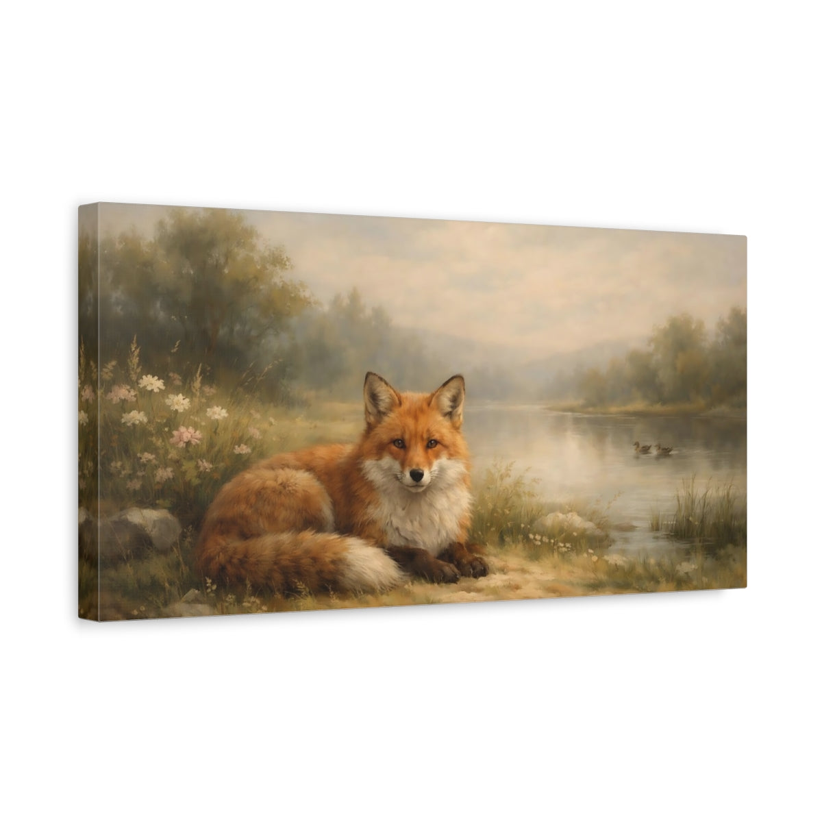 Side Mockup 3. Animals Red Fox Red Fox Nature shown as stretched canvas wall art