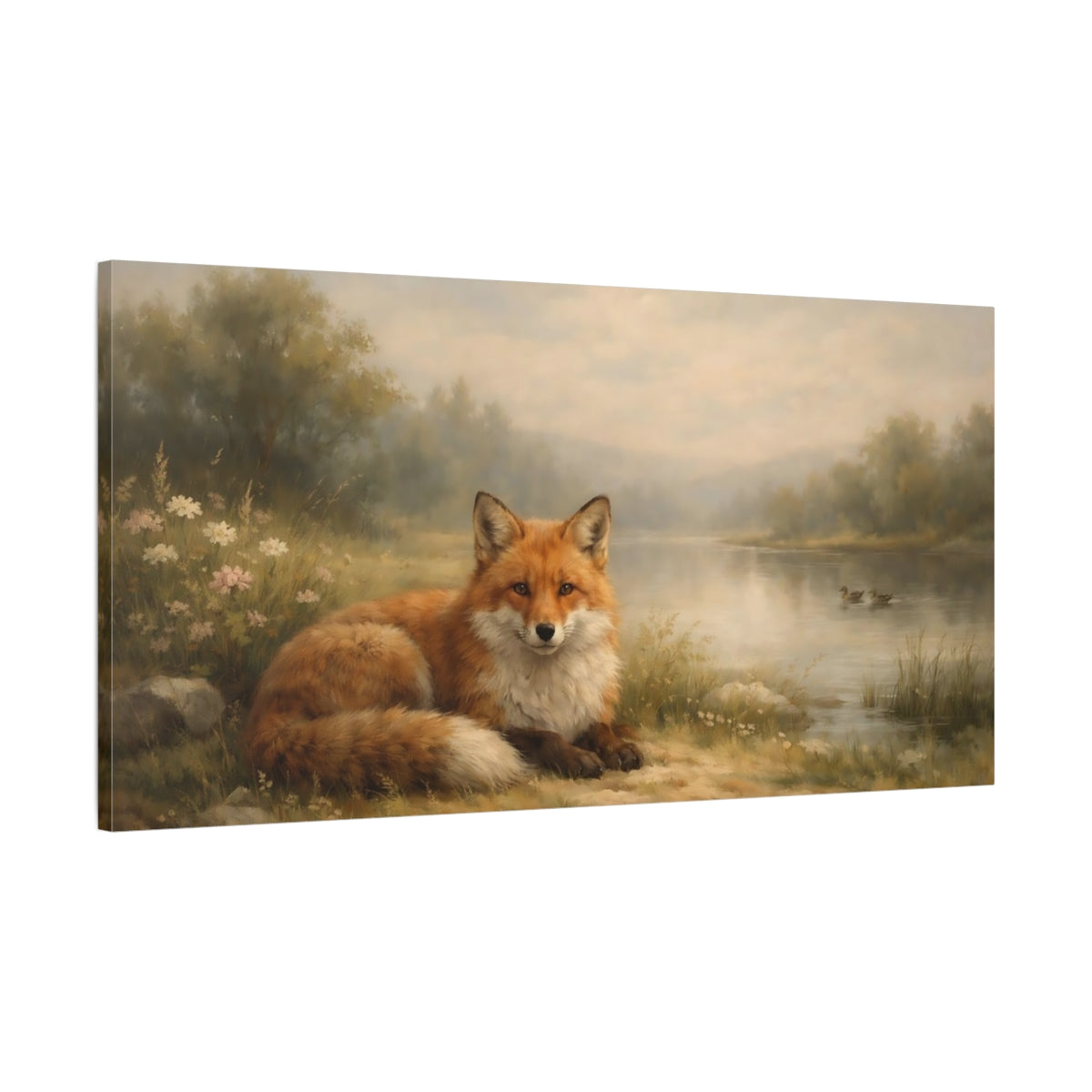 Side Mockup 1. Animals Red Fox Red Fox Nature shown as stretched canvas wall art