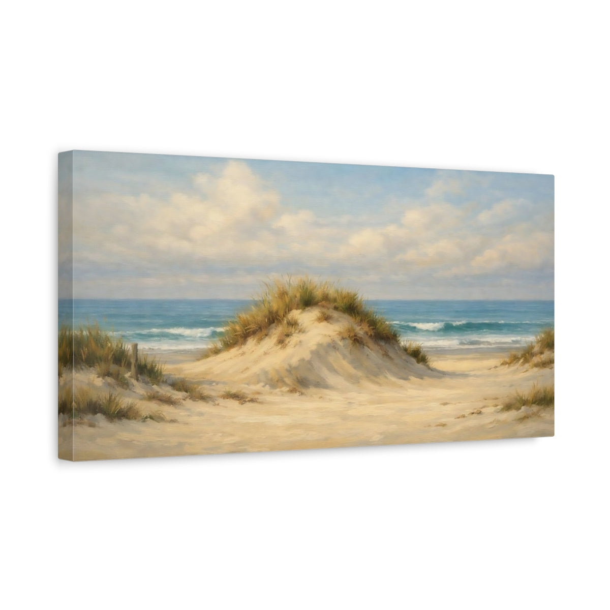 Side Mockup 3. Nature Beach Dune Sandy Beach shown as stretched canvas wall art