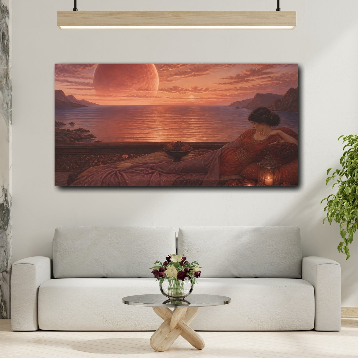 Mockup 2. Reclining Woman By Sea shown as canvas print