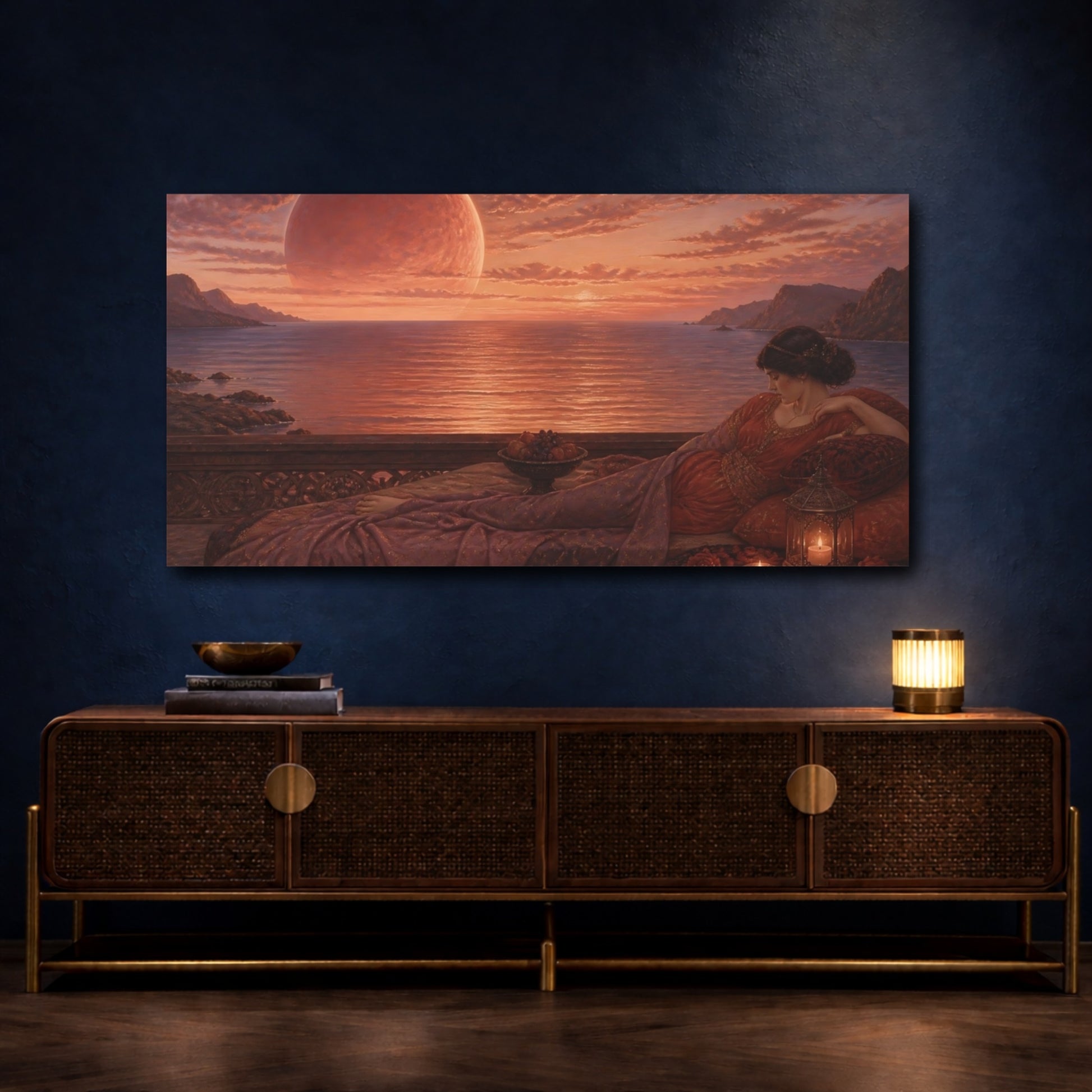 Mockup 4. Reclining Woman By Sea shown as canvas print
