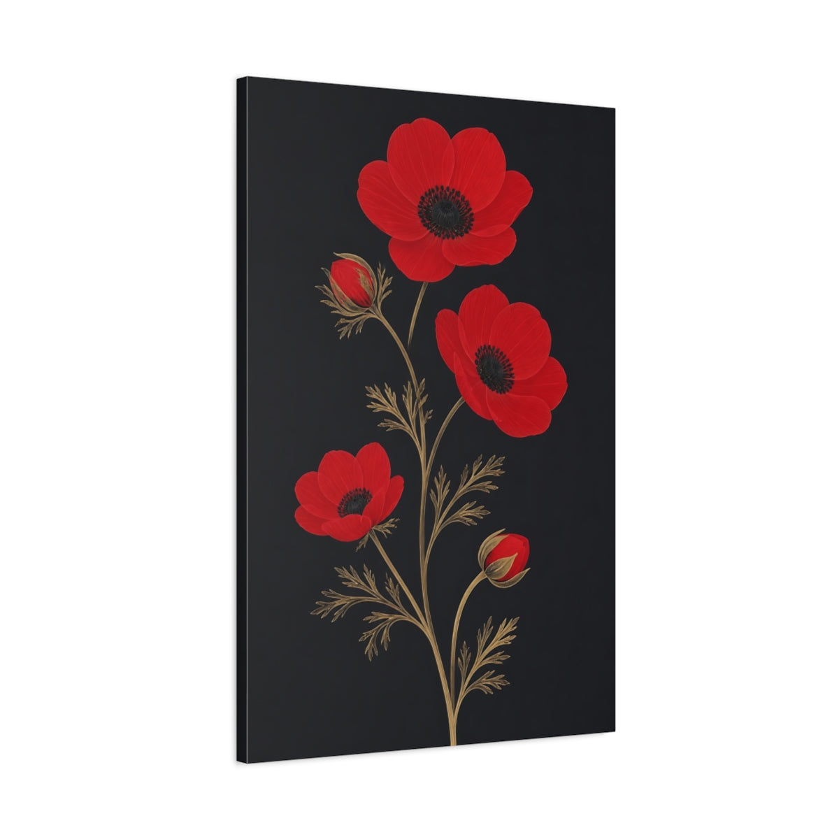 Main Mockup. Red Anemone Flowers shown as canvas print
