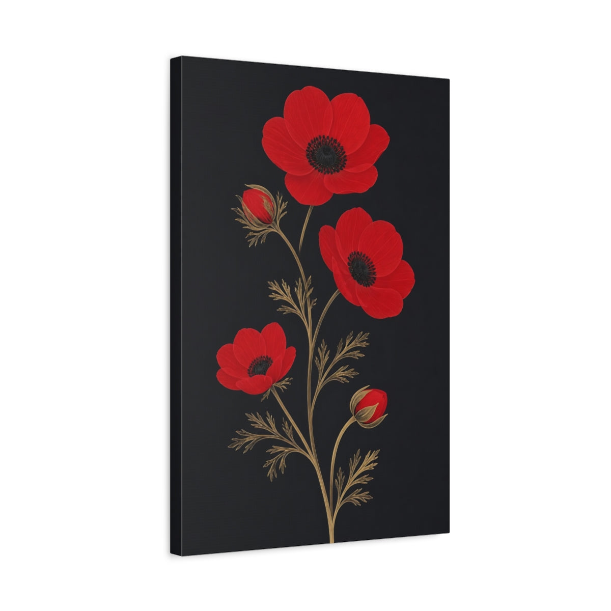Side Mockup 3. Red Anemone Flowers shown as canvas print
