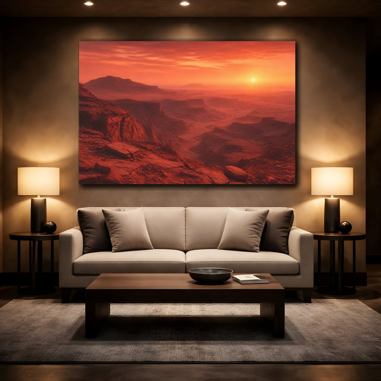 Mockup 2. Red Canyon Landscape Sunrise shown as canvas print