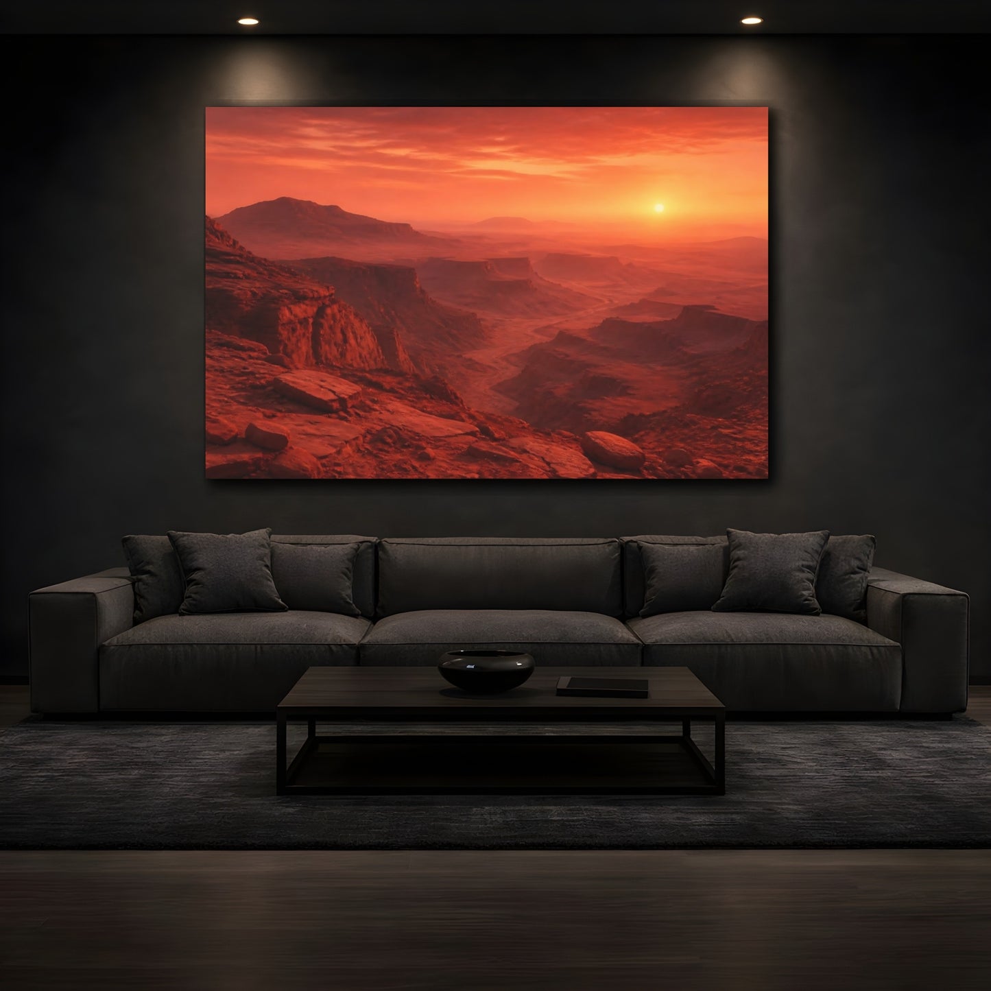 Mockup 3. Red Canyon Landscape Sunrise shown as canvas print