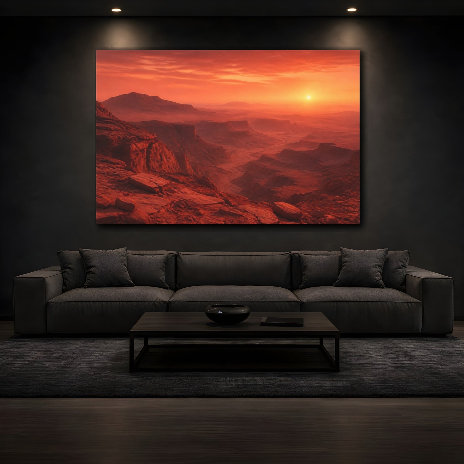 Mockup 3. Red Canyon Landscape Sunrise shown as canvas print
