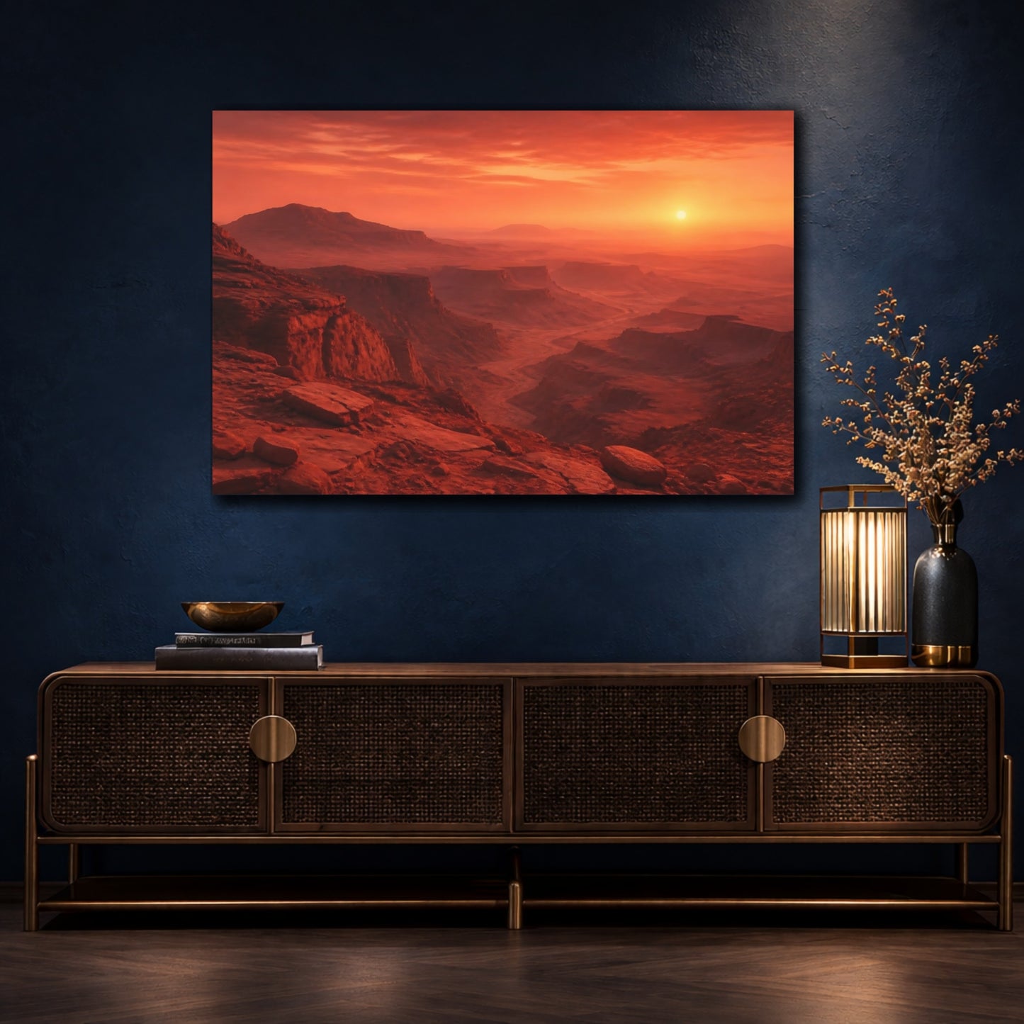 Mockup 4. Red Canyon Landscape Sunrise shown as canvas print