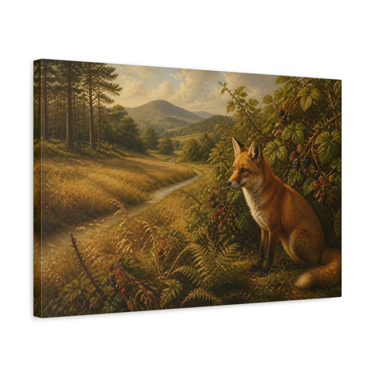 Side Mockup 3. Red Fox In Meadow shown as canvas print