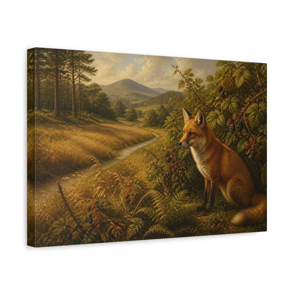 Side Mockup 4. Red Fox In Meadow shown as canvas print